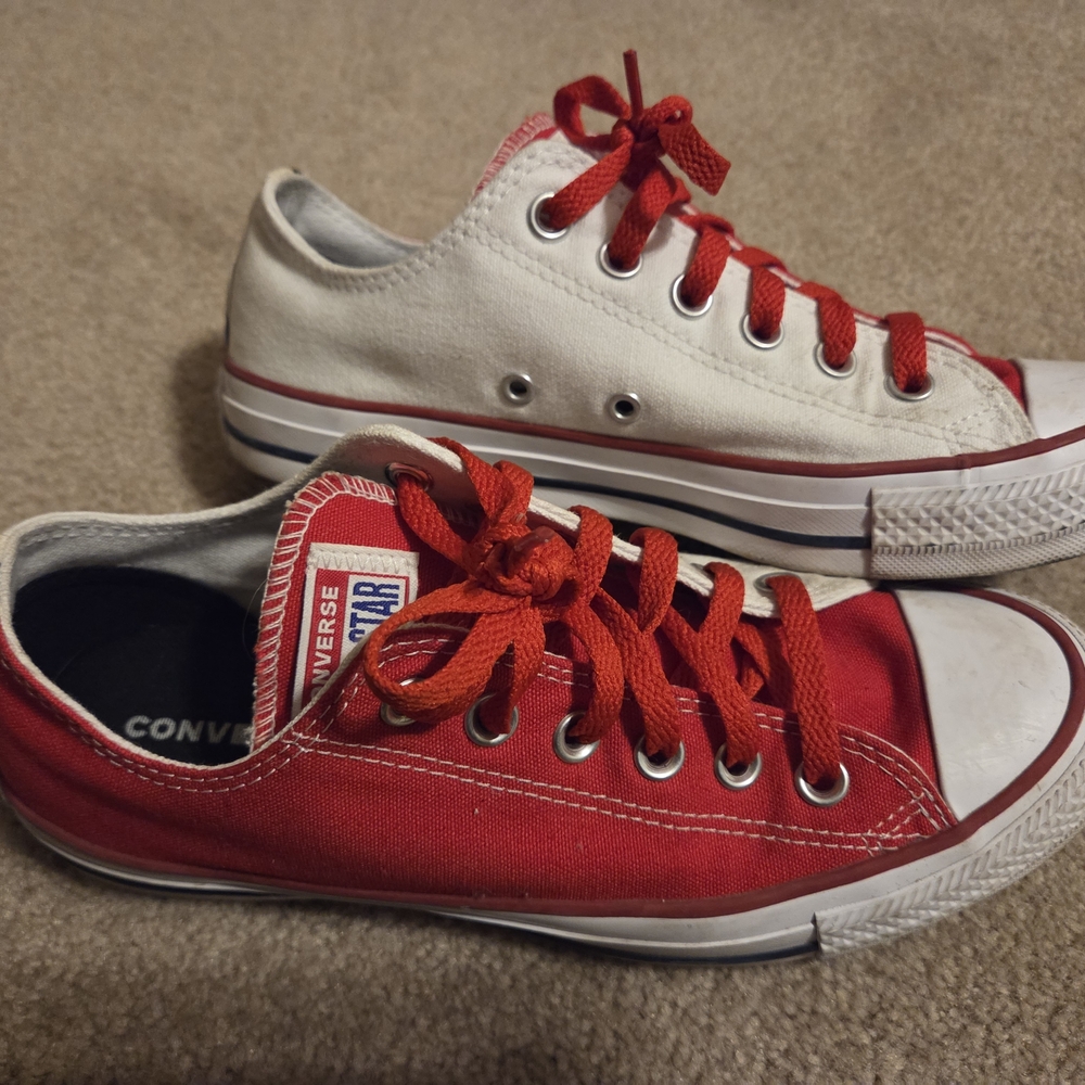 Converse 2 Tone Red and White Sneakers Size 7 5